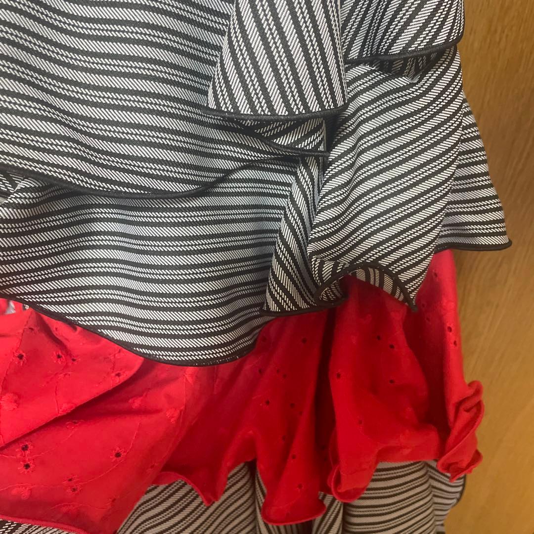 フラメンコ衣装　マーメイド　赤ブラウス七分とマーメイドファルダ　M