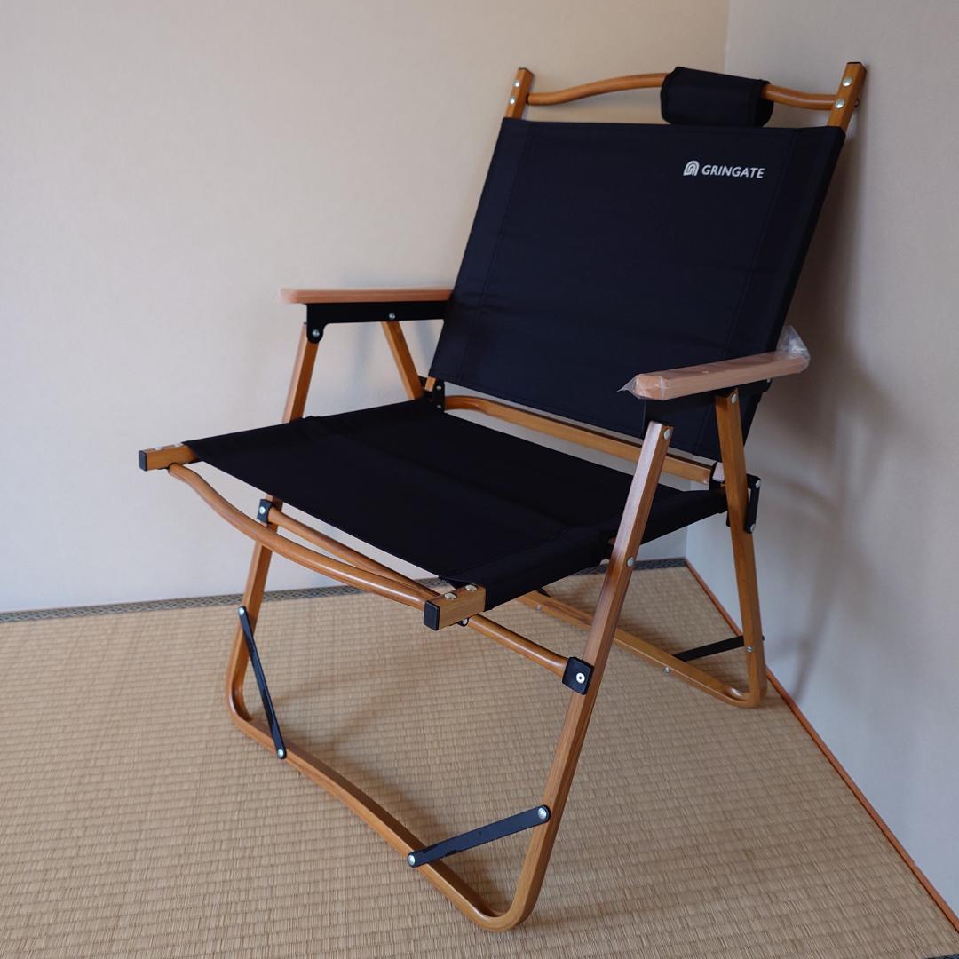 グリンゲート GRINGATE アウトドアチェア 黒 折りたたみ式　ブラック３脚