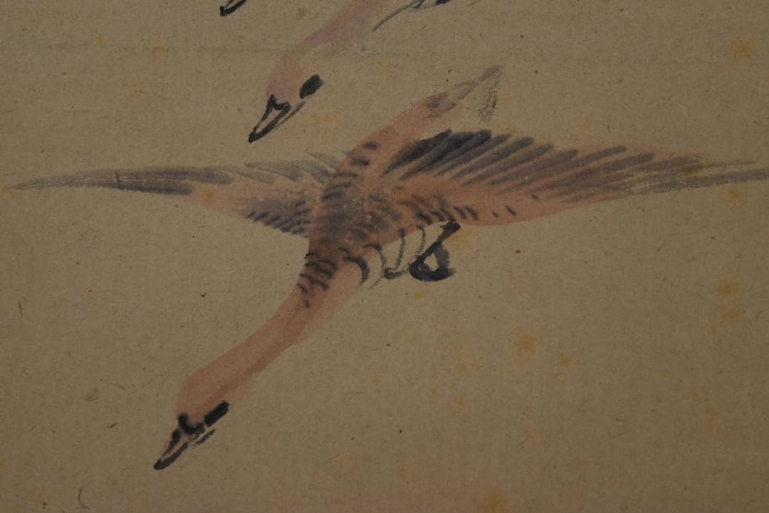 【真作】松村呉春/雁図/雪中飛雁図/掛軸/名家伝来/AA-230