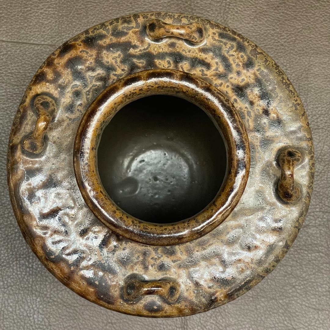 丹波焼 大上昇 立杭 時代物 花瓶 四耳壺 華道具 花器 飾り壺 在銘 古玩