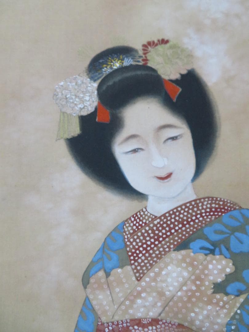 ◆　光春　「舞妓」　絹本　日本画　掛軸　◆