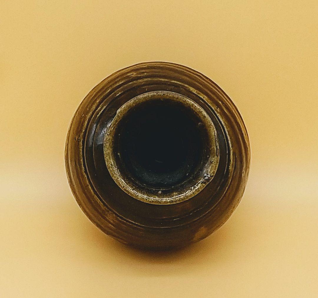 李朝 涘流山窯 黒釉 瓶 骨董 東大寺長老 清水公照氏 極め箱