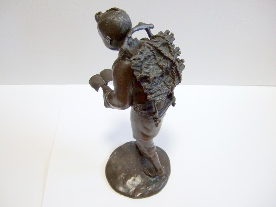 m*す様 二宮金次郎像 銅像 ブロンズ彫刻 置物 銅製 二宮尊徳 / オブジェ