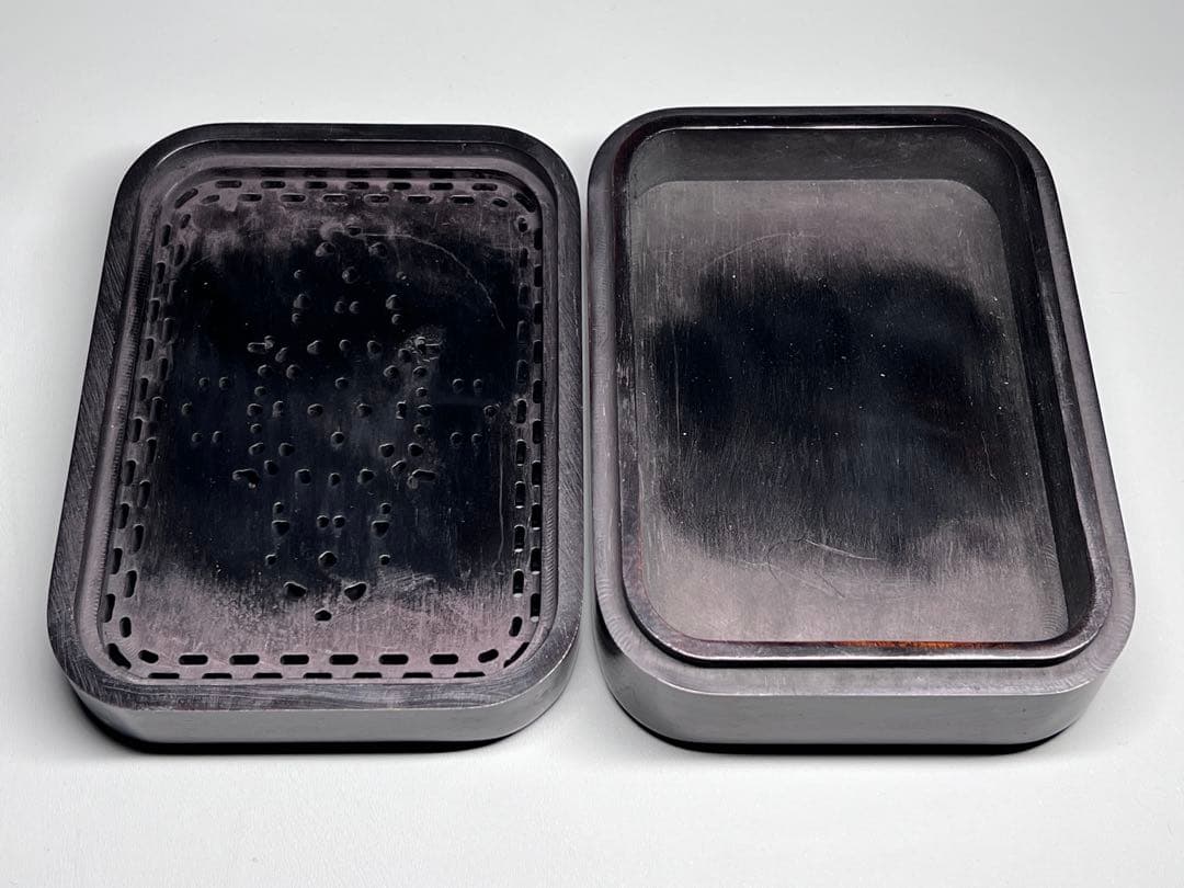 小物入れ　木製　透かし彫り　香炉？　纏枝紋　唐木紫檀　硯箱　古美術　極上彫