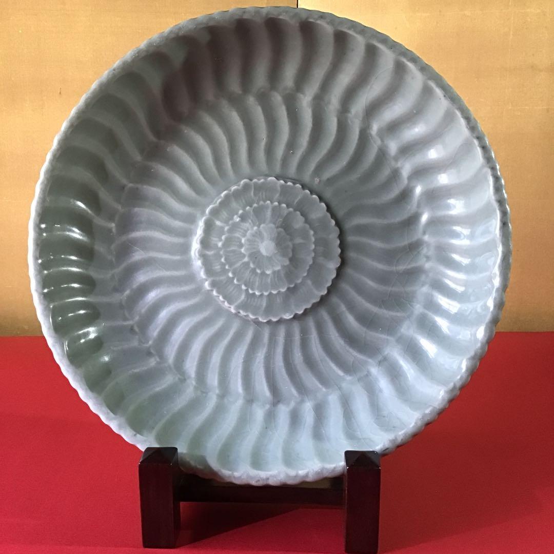 中国北方青磁　印花紋輪　耀州窯