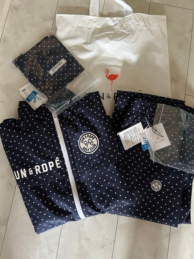 JUN&ROPE ゴルフレインウェアレディース　ドット柄