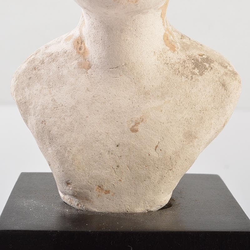 中国　唐代　加彩　人物俑　婦人胸像　置物　時代箱　M　R7157