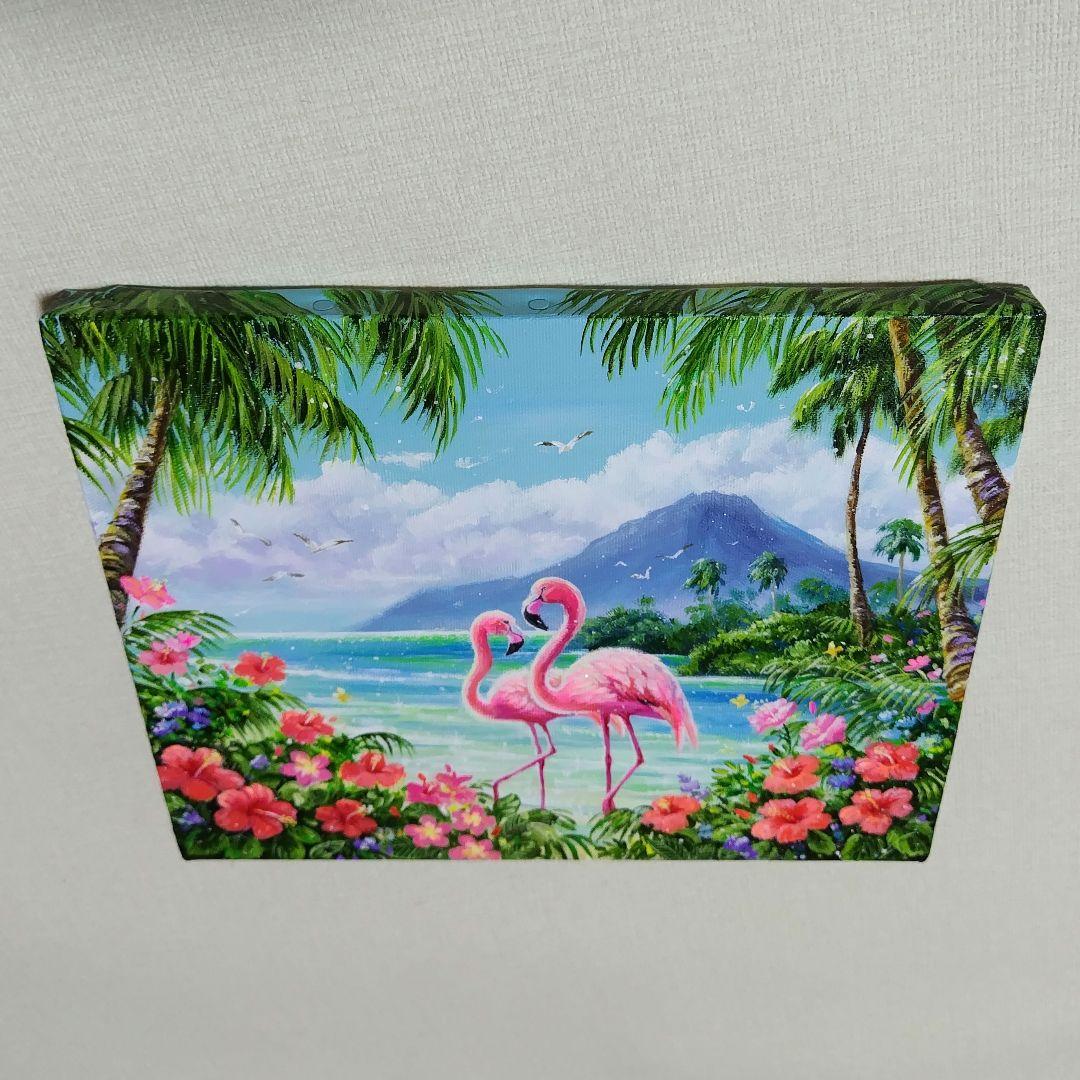 【フラミンゴ】アクリル画 F3 風景画 絵画