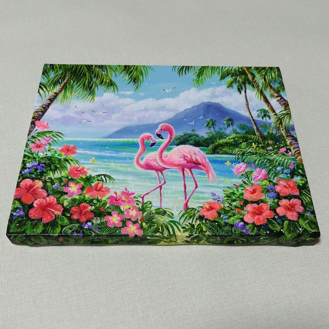 【フラミンゴ】アクリル画 F3 風景画 絵画