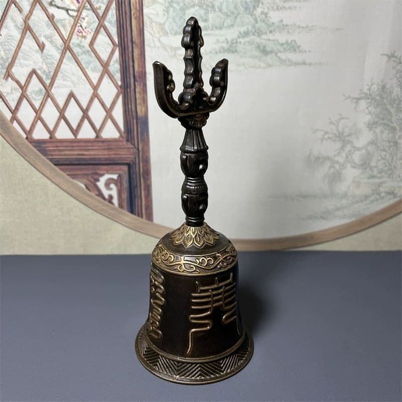 銅器 仏教法器 天蓬帝鐘 天蓬鈴 三清鈴 三叉金剛鈴 手振り鈴 銅鈴工芸品 置物