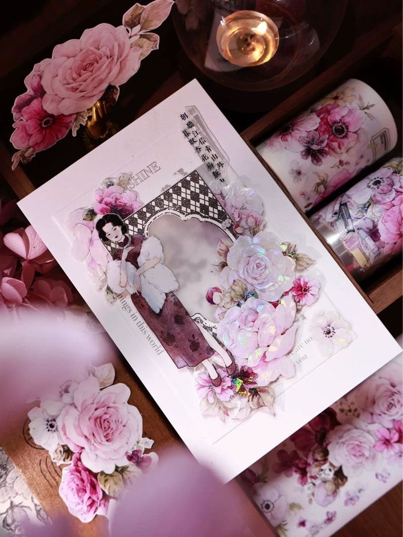 壹洱原创《紫雾纱》海外マスキングテープ　マステ 【2560】