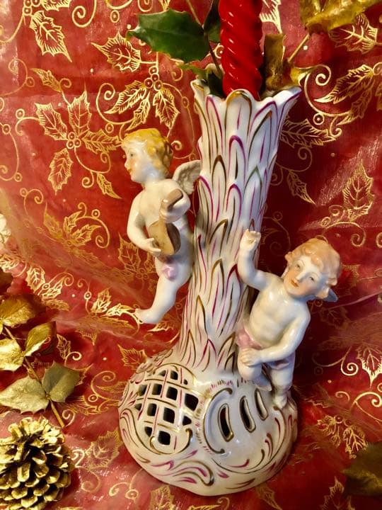 ☆ヘレンド★エンジェル天使のキャンドルスタンド★透かしオープンワーク