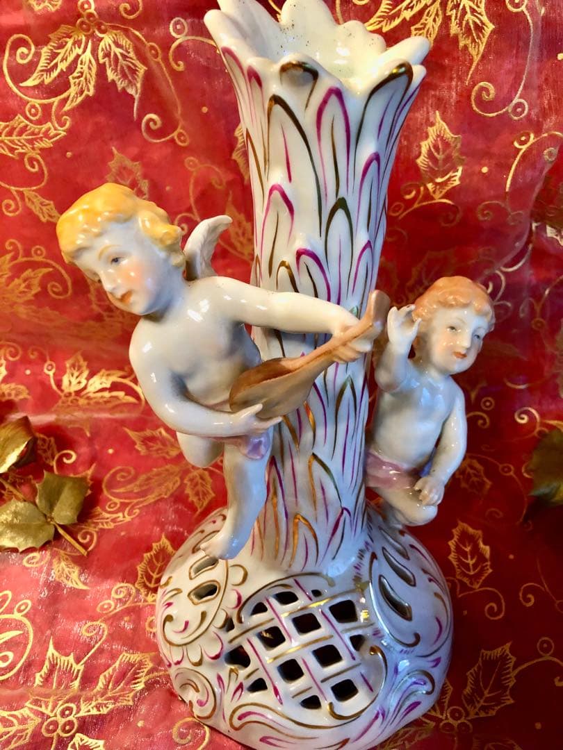☆ヘレンド★エンジェル天使のキャンドルスタンド★透かしオープンワーク