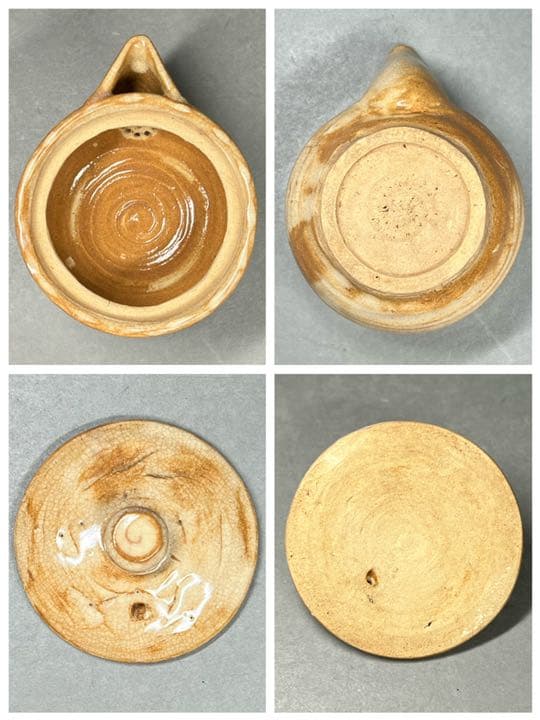 【永】急須  萩焼 唐瀧庵窯 十二代 土谷一水造 宝瓶 共箱 茶巾筒付