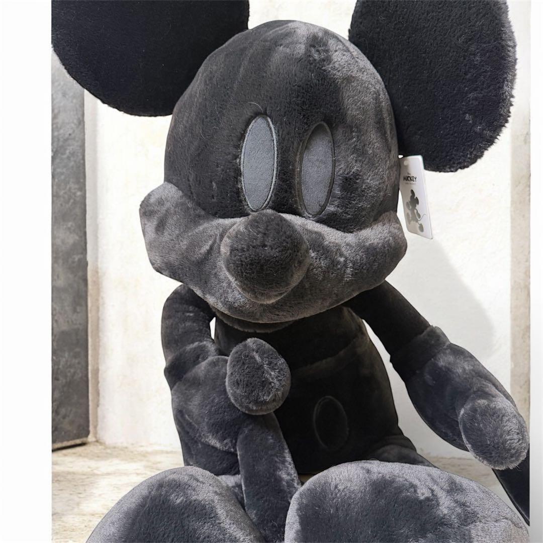 ミッキーマウス 100cmぬいぐるみ 白黒セットブランケット付