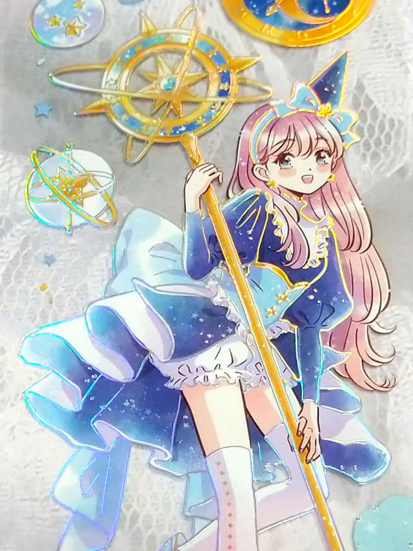 J634＃星月篇章(烫镭射银)当季限定切り売り海外人物マステ女の子