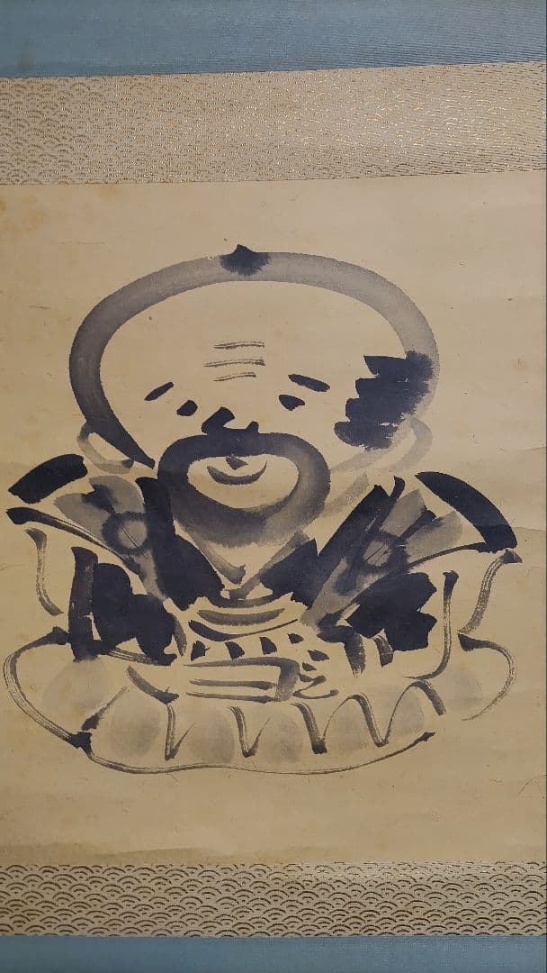 ご希望額まで値下げ～@小林松鱗 福助足袋 仙厓義梵『上下を機転…』 肉筆掛軸