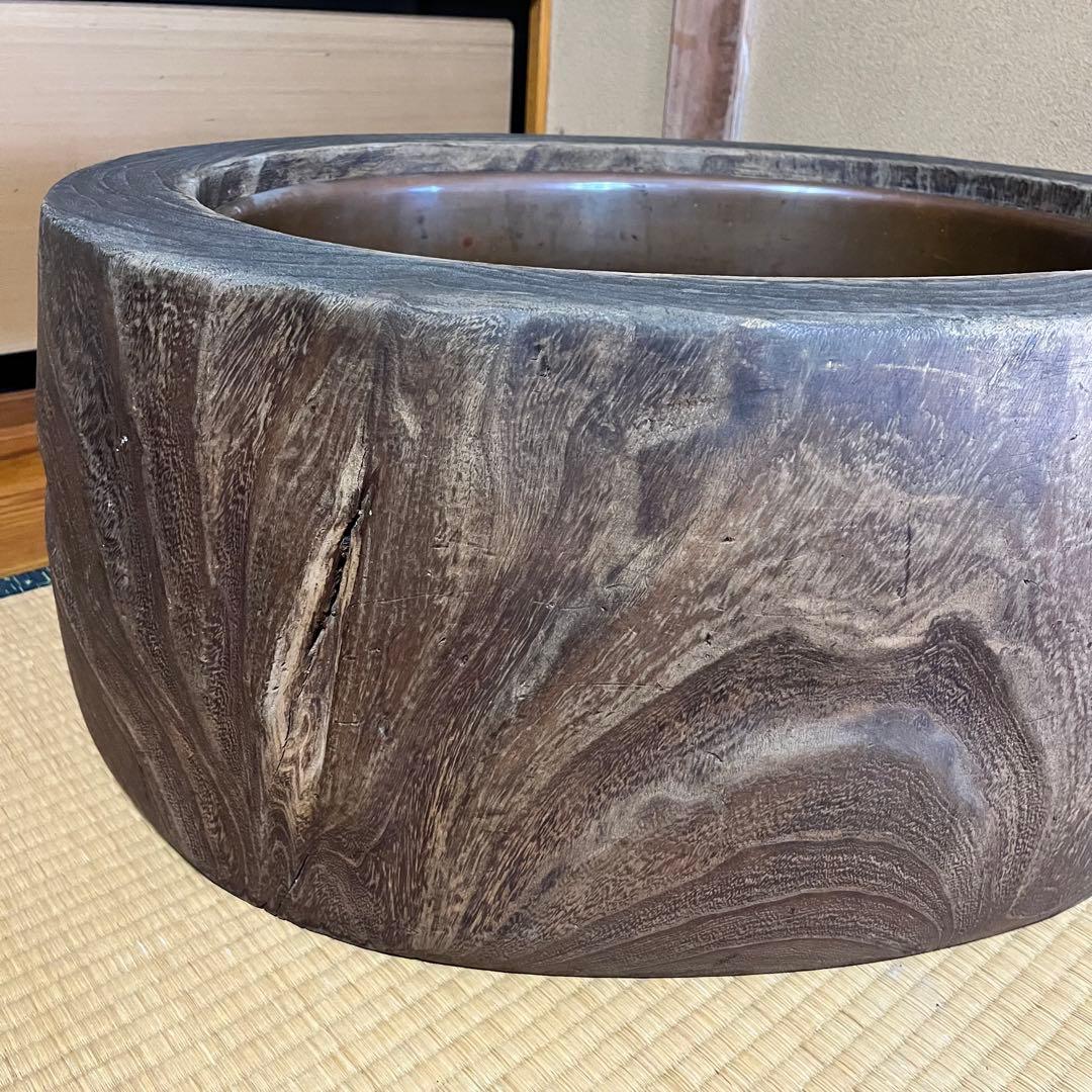ヴィンテージ　希少　丸太くり抜き　大火鉢　古道具