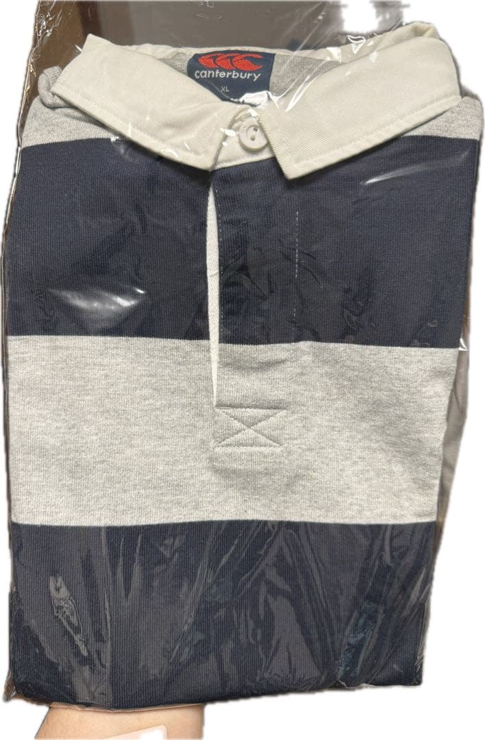 【美品】Canterbury ラガーシャツ グレー/ネイビー