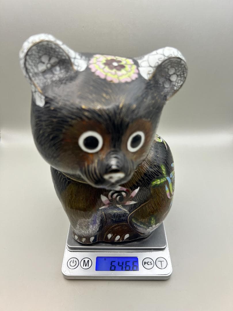 【海】七宝銅胎琺瑯　可愛子犬　古銅 時代品 骨董品　中国美術品