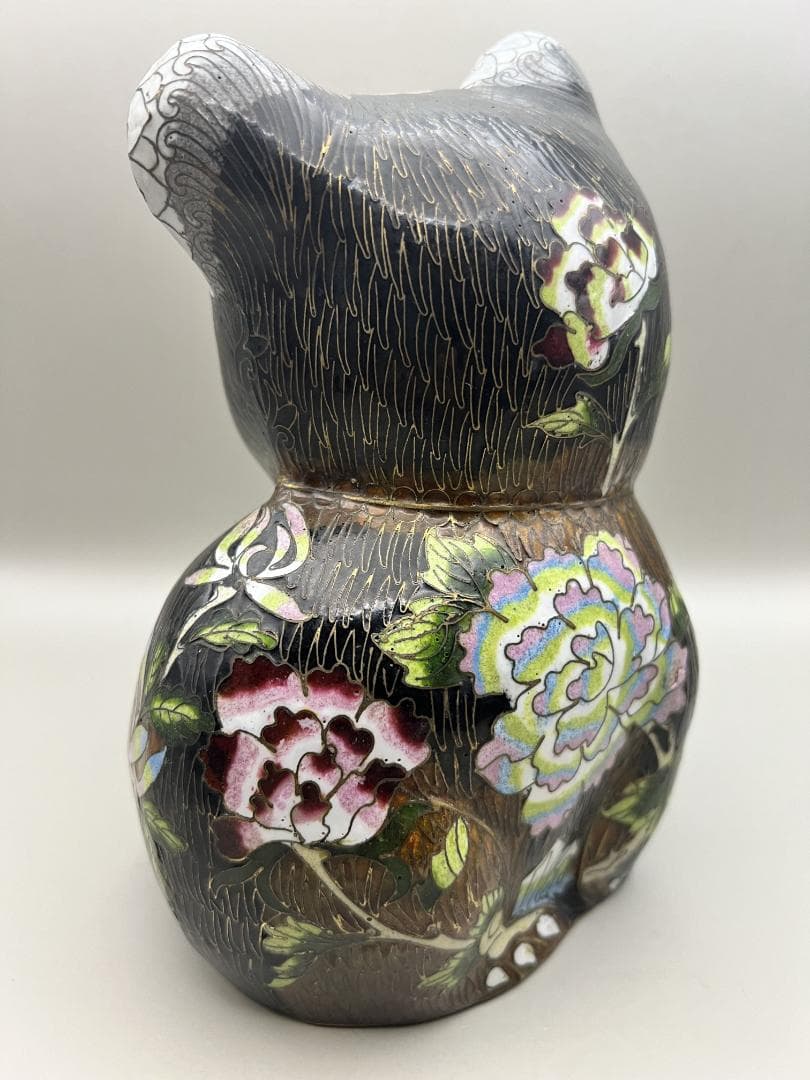 【海】七宝銅胎琺瑯　可愛子犬　古銅 時代品 骨董品　中国美術品