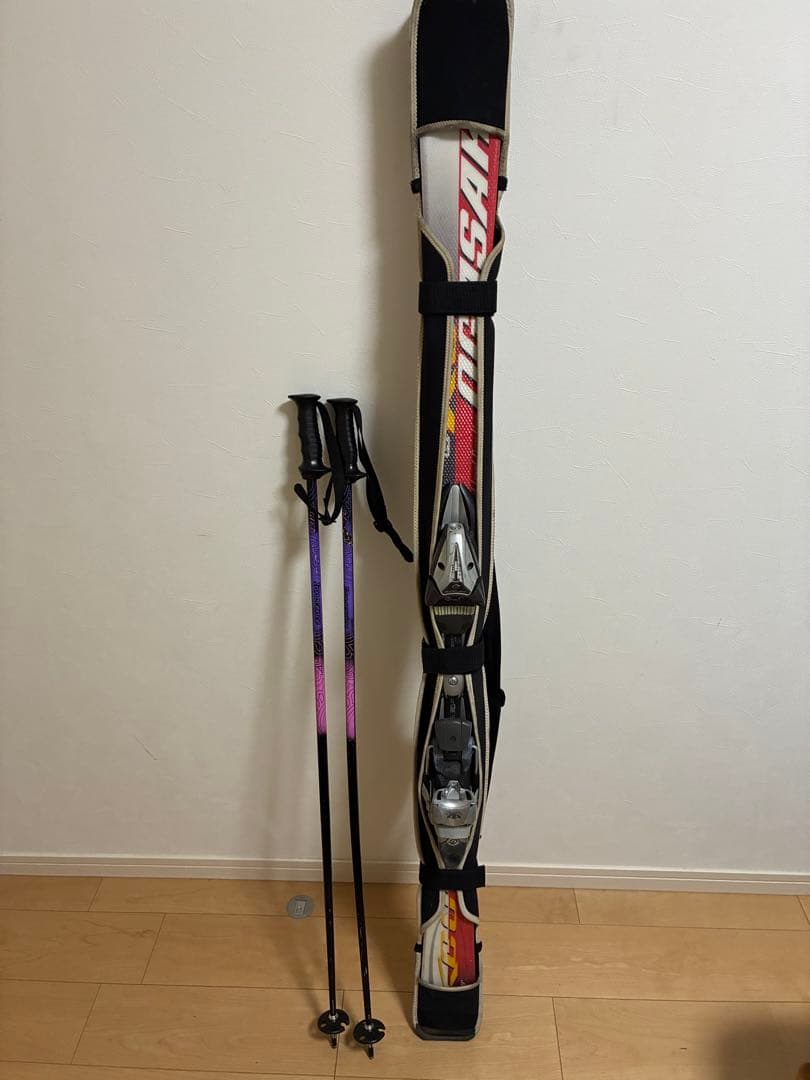 OGASAKA スキー板 『覇』Keos 160cm 赤黒 + 紫スキー用ポール