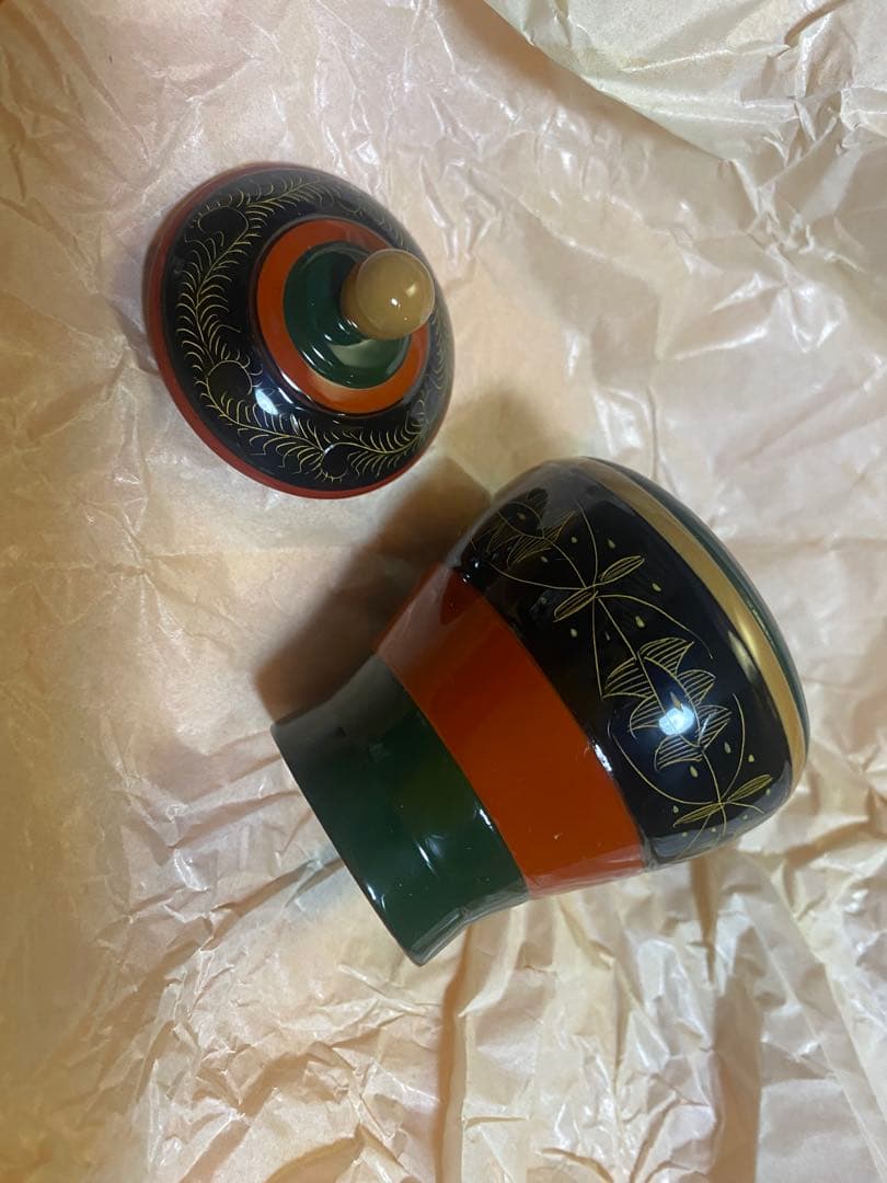 沈彫　独楽塗　莨（煙草）入