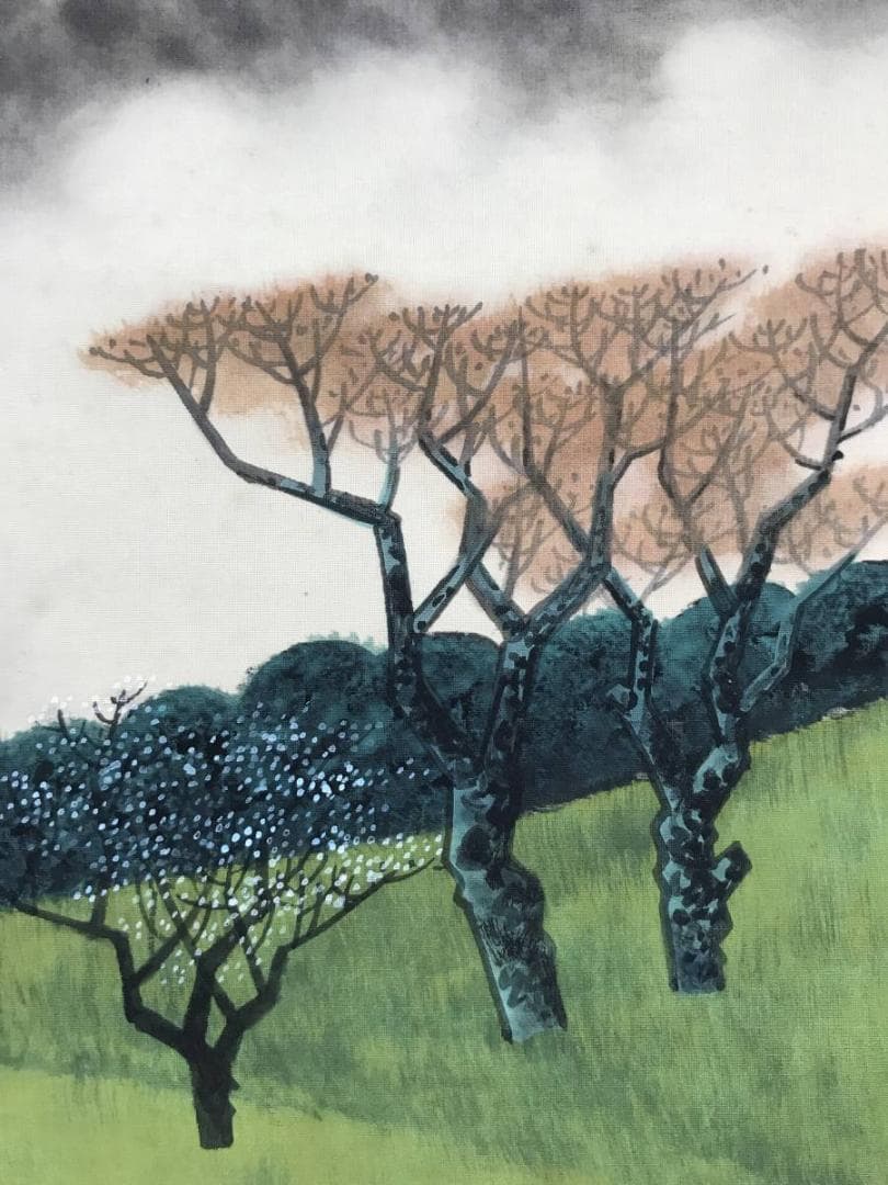 【真作】小井上曻/富岳図/富士山図/横物/掛軸/名家伝来/AB-943