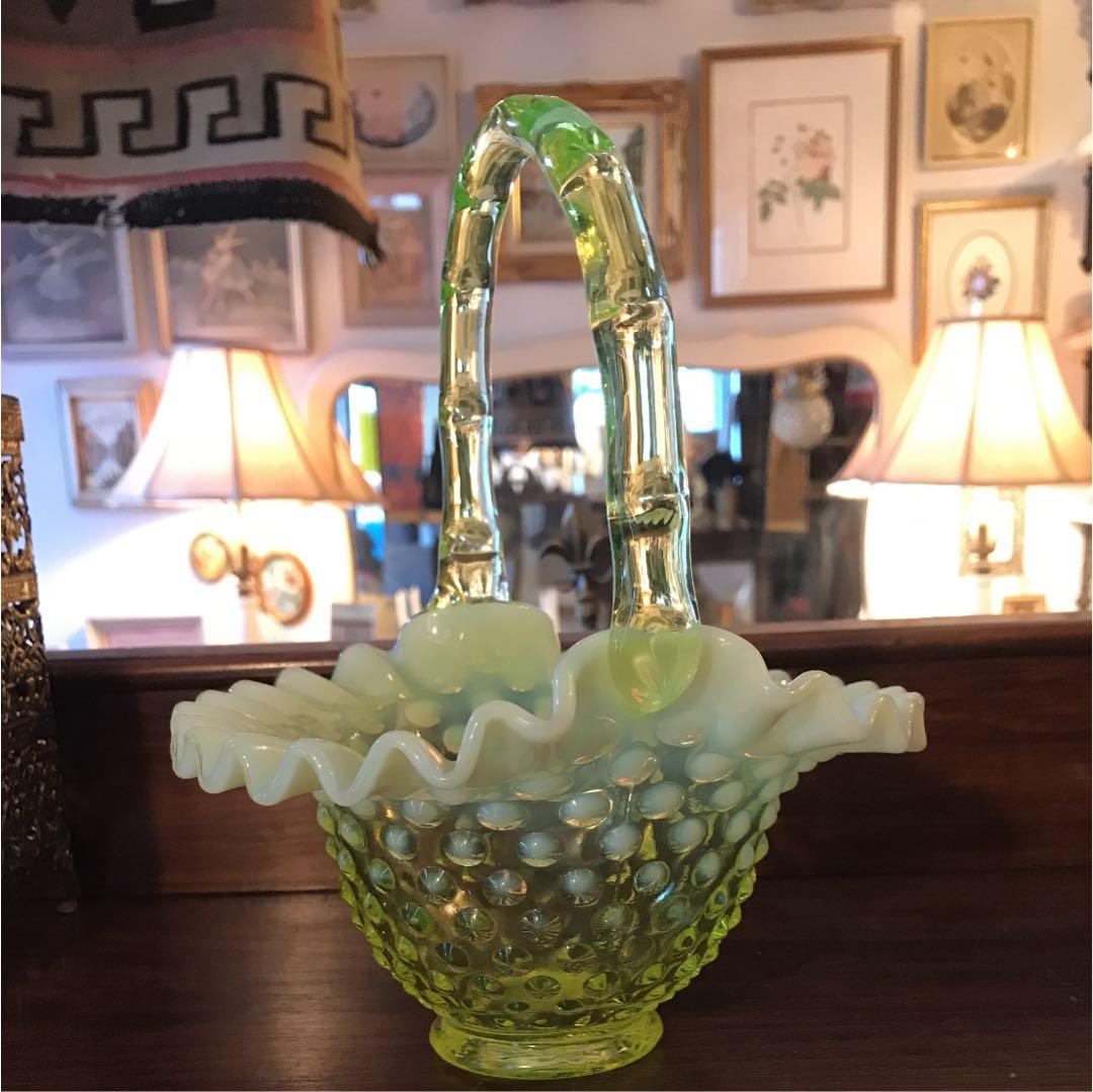 レア！フェントンFentonウランガラス ヴァセリンビンテージUSAアートガラス