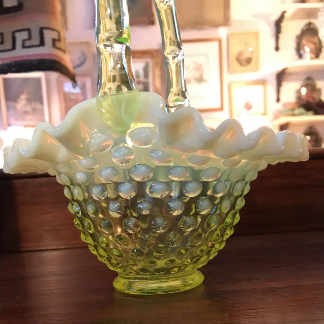 レア！フェントンFentonウランガラス ヴァセリンビンテージUSAアートガラス