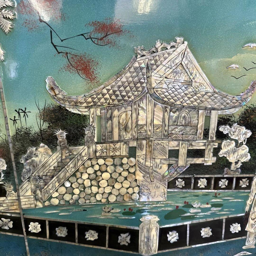 螺鈿細工，貝殻，中国，インテリア，アジア風庭園アートパネル