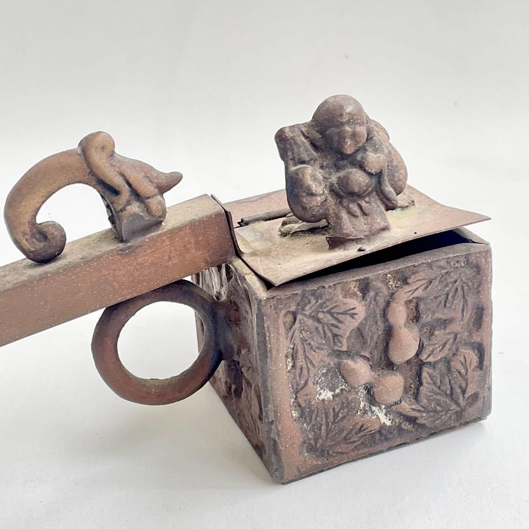 銅製 矢立 筆記具 布袋 アンティーク 骨董 大きいサイズ