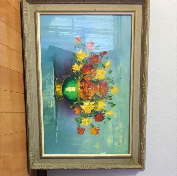 油絵・絵画額『花と花瓶』H.M.Lee李賢美