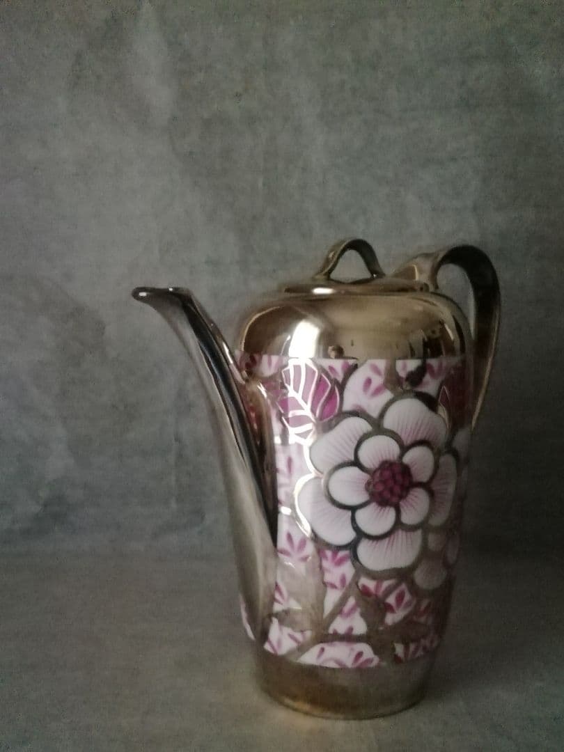 逸品　純銀巻ティーポット花図紋ラージポット　アールデコ　フリードリヒヴィルヘルム
