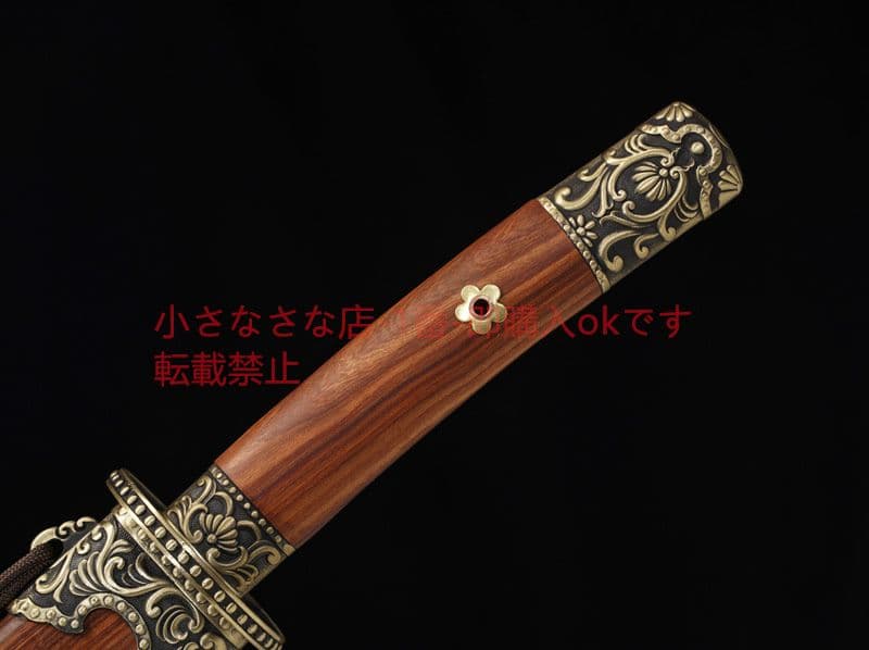 嘉裕牛尾刀模様鋼赤白檀  古兵器 武具 刀装具 日本刀 模造刀 居合刀