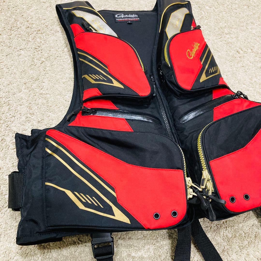 がまかつ　フローティングベスト　GM-2180 黒×赤×金　Lサイズ