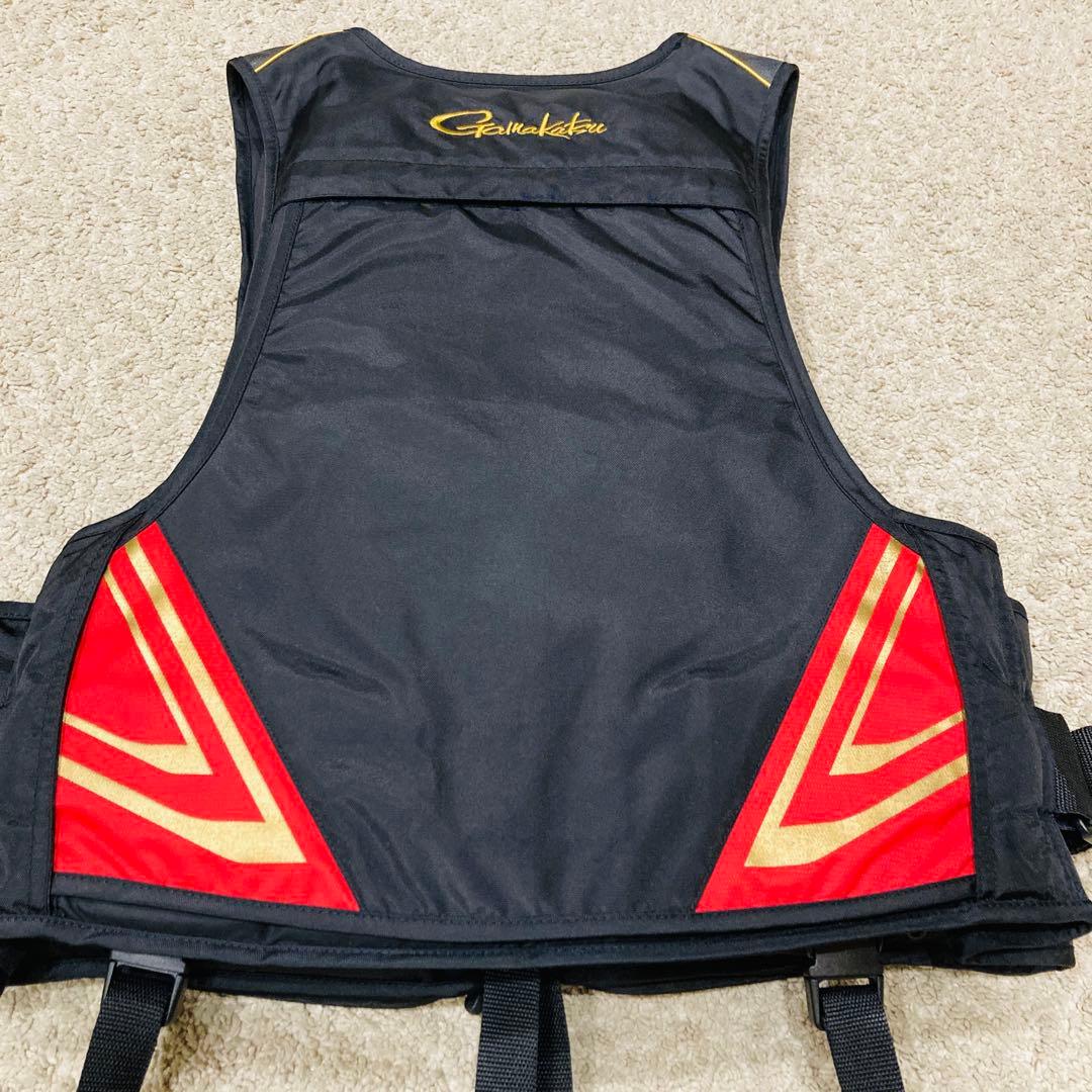 がまかつ　フローティングベスト　GM-2180 黒×赤×金　Lサイズ
