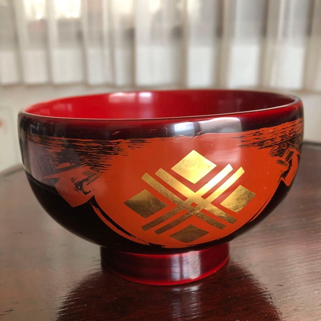 秀衡塗　大椀とスプーン　漆器　口径13㎝大型　天然木　未使用品　美品