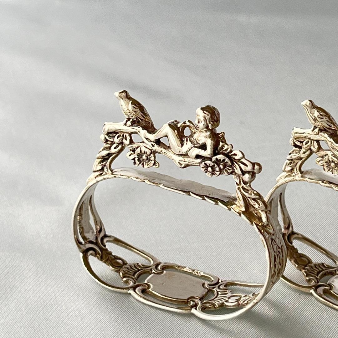 【ALBO】天使と鳥のナプキンリング　2個【純銀】