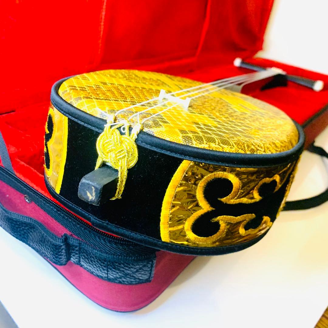 【美品】三線 沖縄 人工皮 蛇革 蛇皮 ハードケース付 初心者向け 和楽器