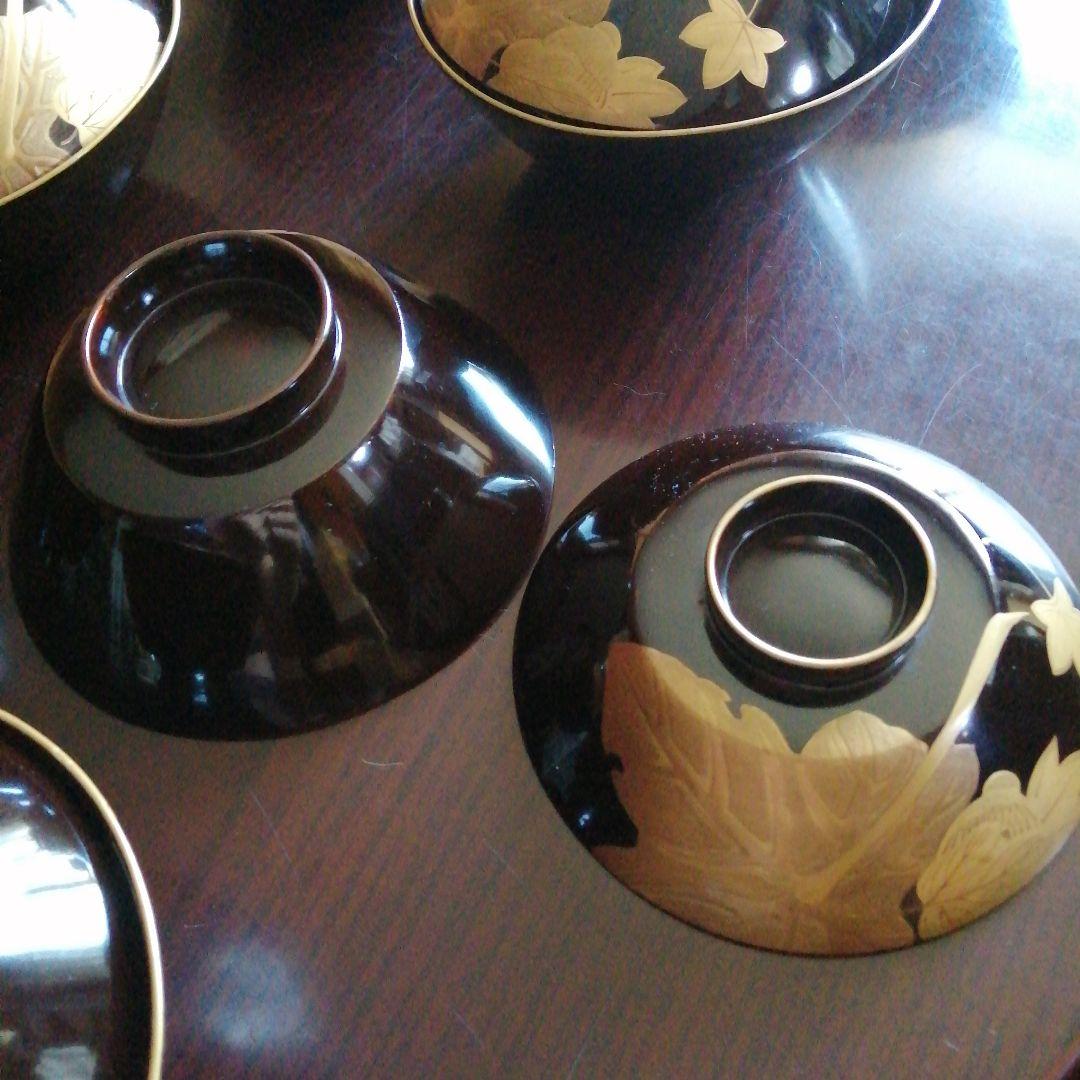 木製本漆塗　金蒔絵黒吸物椀　20客　12.6cm　大正期