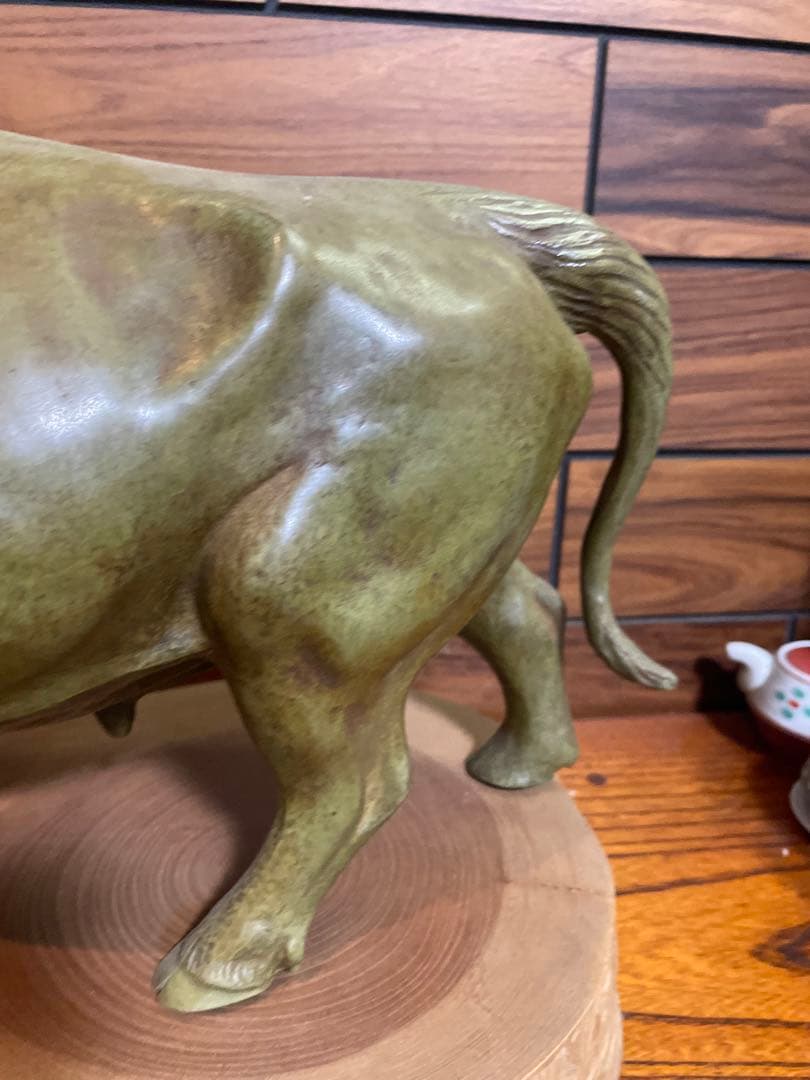 般若純一郎　高岡銅器　名工　牛の銅像　銅製　大型　約6.6kg
