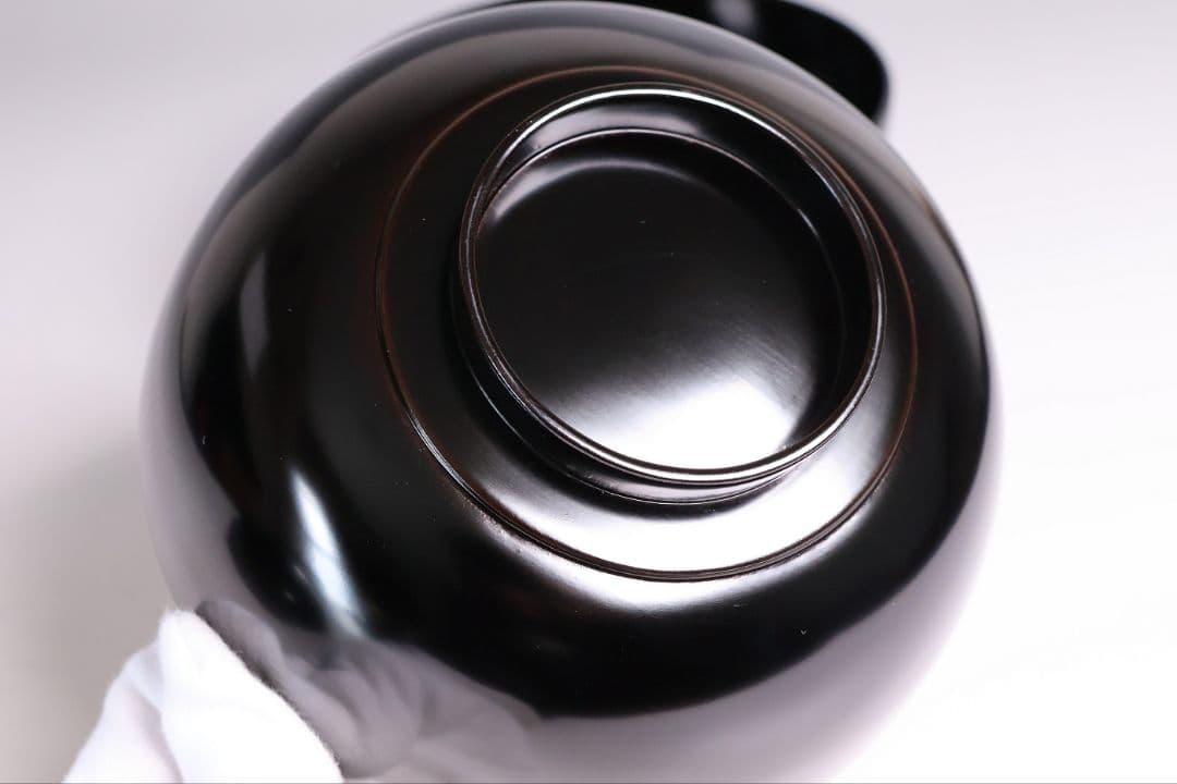 【MB195】輪島塗 天然木漆塗 黒塗椀 二客 蒔絵 大和絵 源氏絵 人物 昭和