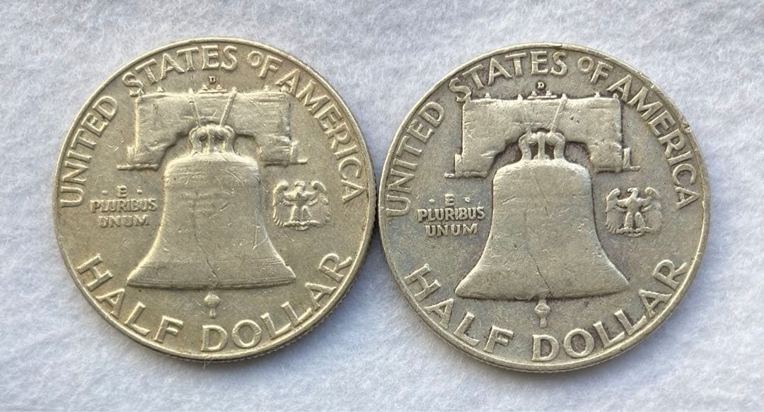 1958年 フランクリン　ハーフダラー　銀貨　②枚