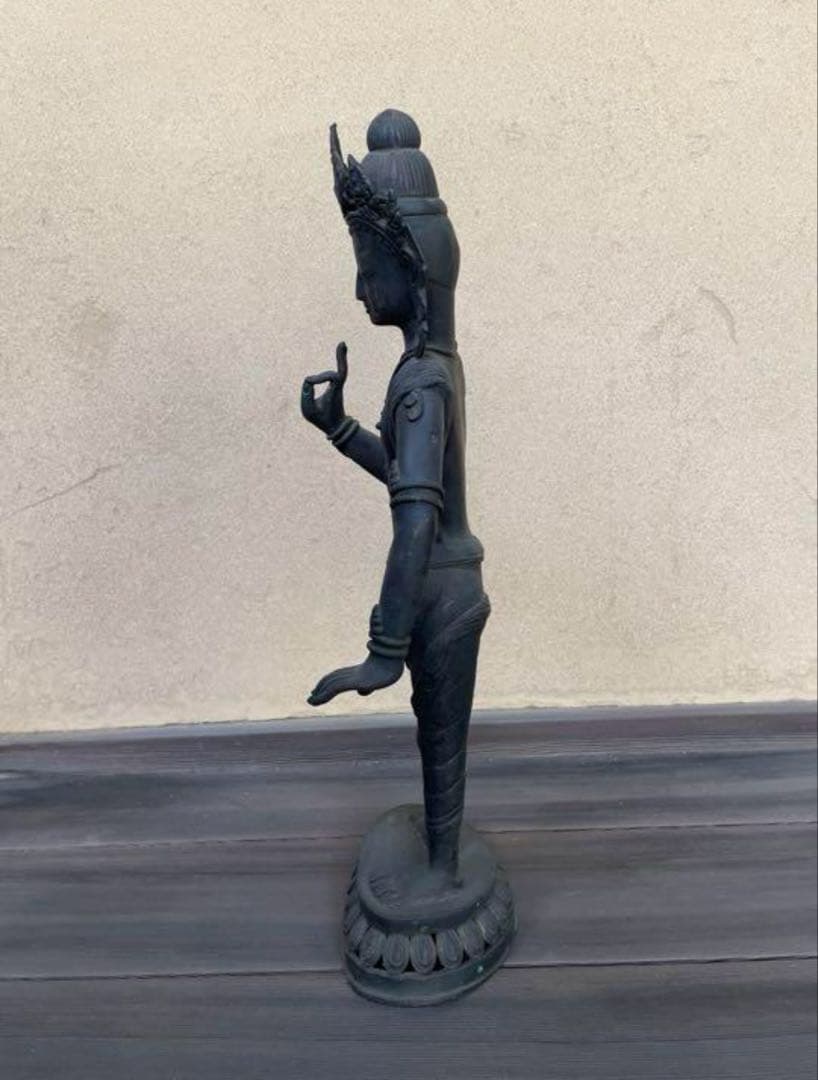 チベット男神像　銅製の仏像　46cm アンティーク　骨董