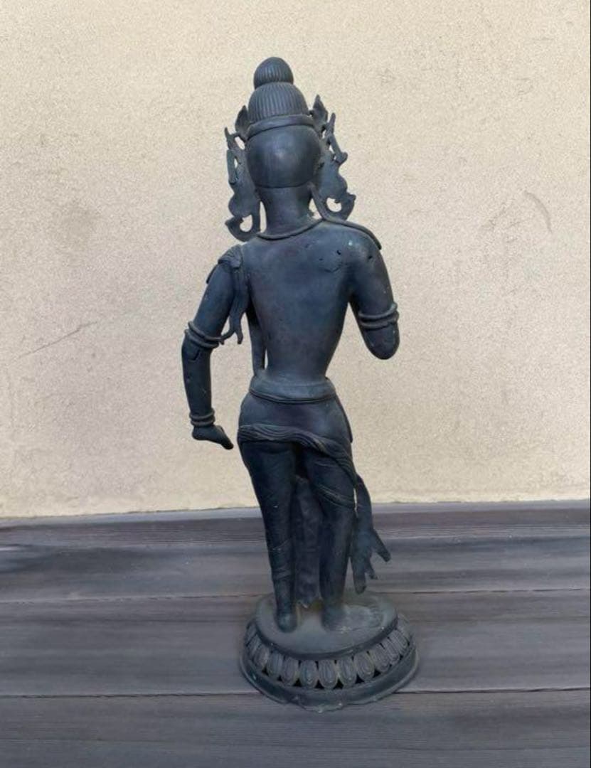 チベット男神像　銅製の仏像　46cm アンティーク　骨董