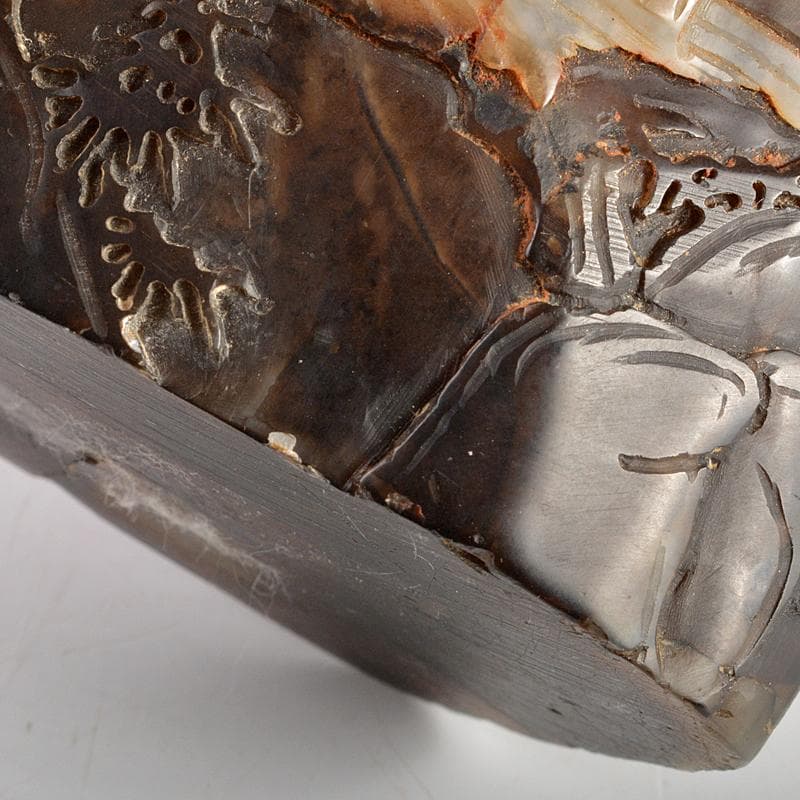 中国　玉石彫刻　山水人物刻　置物　合わせ箱　M　R5746