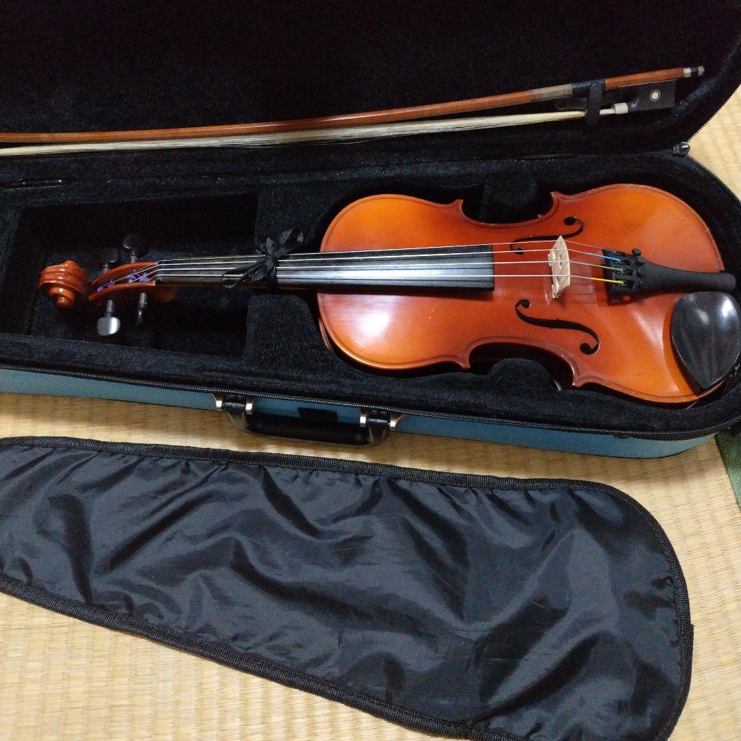 バイオリン本体　1/2サイズとバイオリンケース 軽量ライトブルー、弓付、肩当て付