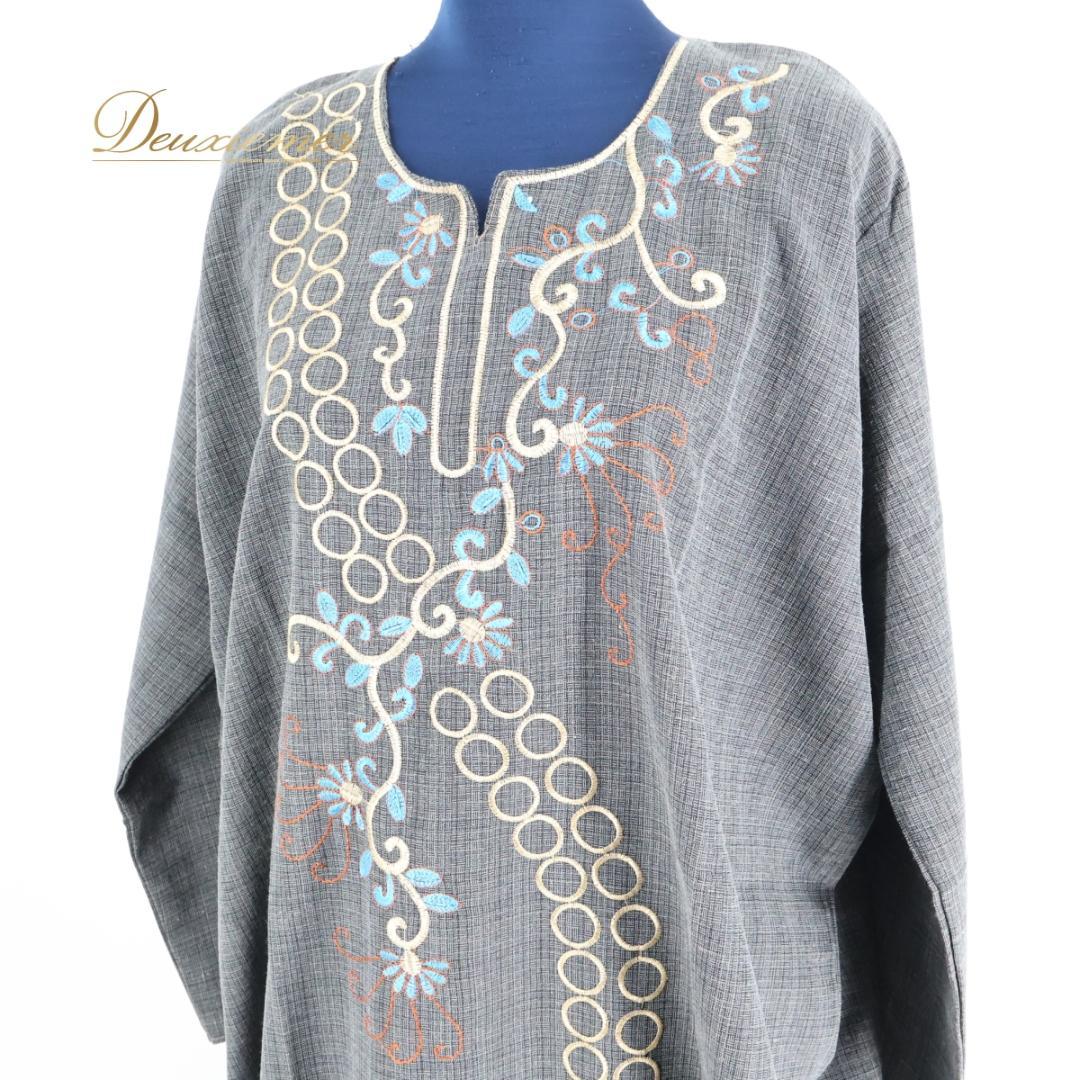 【ベリーダンス用衣装】ダークグレー ガラベーヤ ワンピース ドレス 鼠色 黒 花