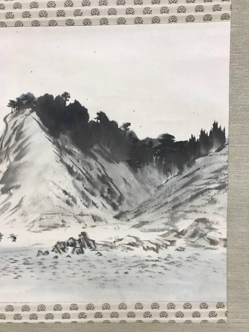 真作/矢野橋村/江山清趣図/山水図/横物/掛軸/名家伝来/AE-256